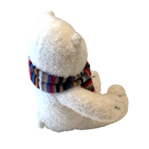 Polar Plush Bear Baby GAP White Striped Knit Scarf Vintage - Picture 4 of 8